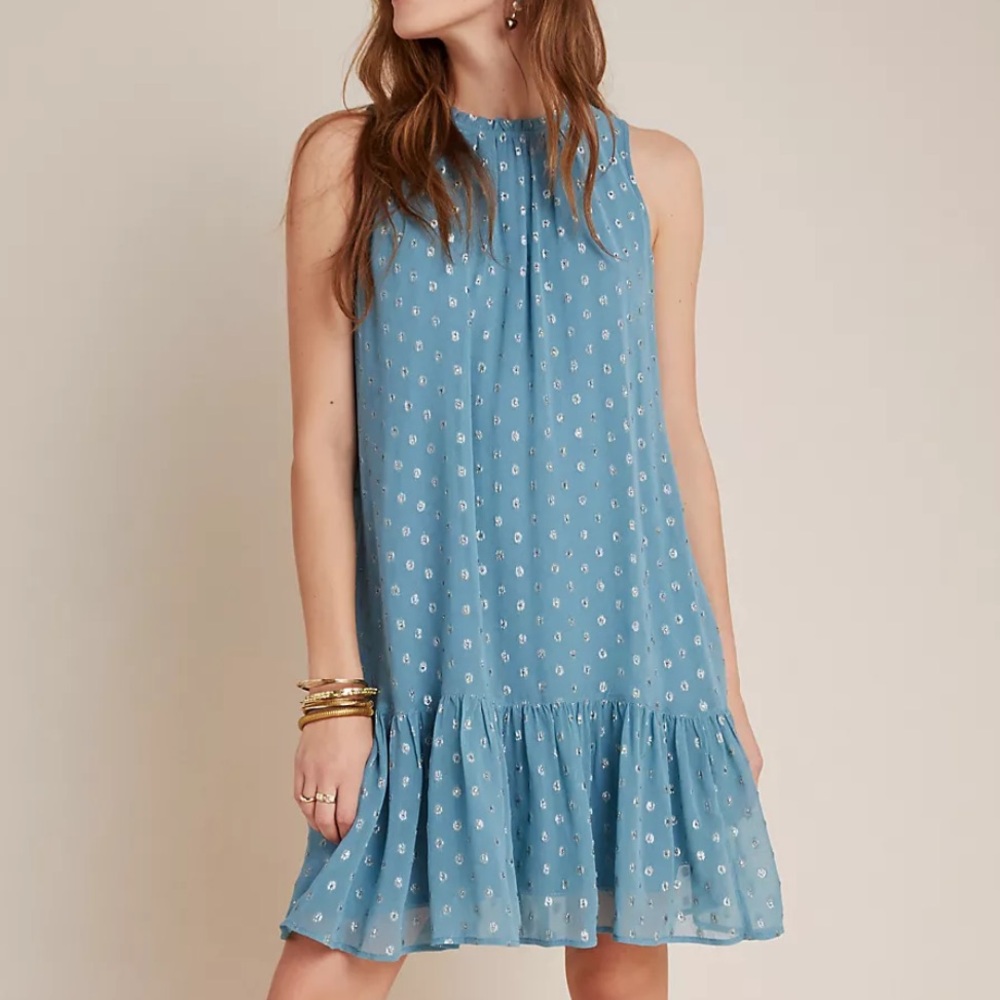 By Anthropologie Natalie flounce shimmery dress